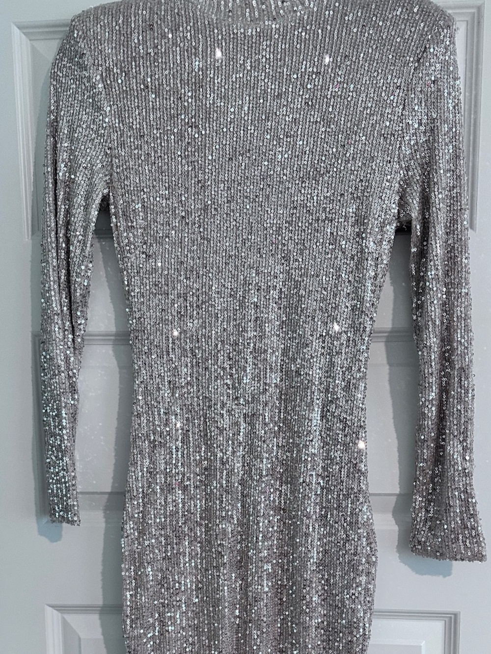 JLUXLABEL Nude/Gold Sequin Mock Neck Midi Dress - Size M NWT